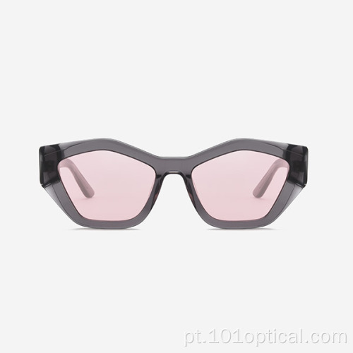 Óculos de sol feminino de acetato de corte chanfrado angular